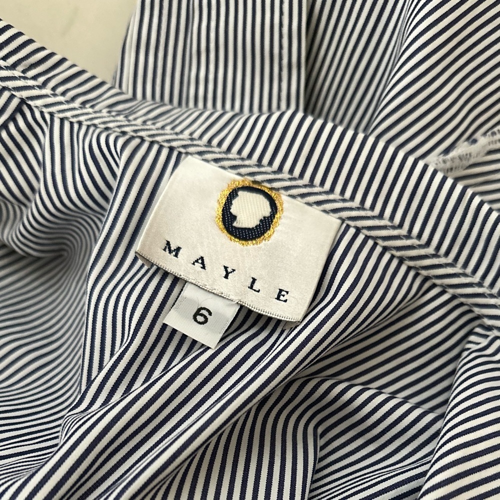 Mayle Navy & White Striped Women’s Button-Down Top